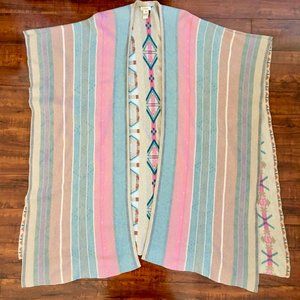 Cordillera Woven Patterned Cotton Ruana Open Poncho Cardigan